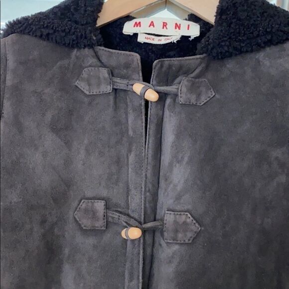 MARNI Kids Shearling toggle pea coat + mittens - Picture 2 of 8